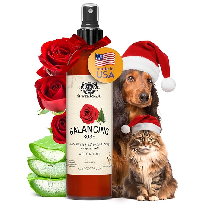 Dog Perfume Spray Long Lasting Balancing Rose 8 Fl Oz - Dog Calming Spray Scent Mist for Shining Fur, Puppy Cologne, Doggie Deodorant Fragrance Mist Pet Perfume for All Breeds by Gerrard Larriett