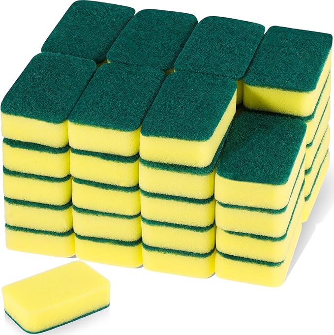 40 Pack Sponges Kitchen Cleaning Sponges Supplies Dish Sponge Cleaning Scrubber Scrub Scouring Pad Washing Dishes Brush Scrubbers Pads Bulk for Kitchen Home Bathroom Dishwashing Pots Pans (40)