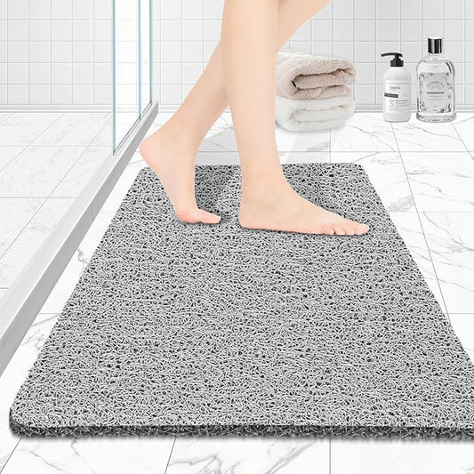 Joyhalo Shower Mats for Showers Anti Slip for Elderly, 32'' x 24'' Non Slip Bath Mat for Inside Shower, Bath Tub Mats for Bathroom Non Slip for Shower, PVC Loofah Bathroom Mats, Grey