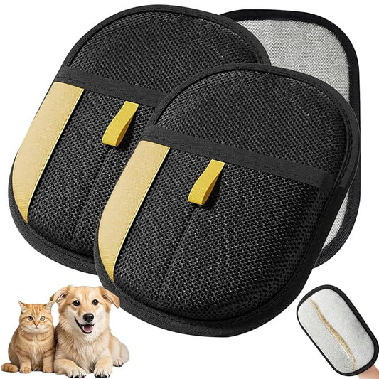 2Pcs Pet Hair Removal Glove for Dogs & Cats, Premium Thick Pet Hair Removal Brush Tool, Washable And Reusable for Bed Sheets, Sofas, Curtains, Car Seat