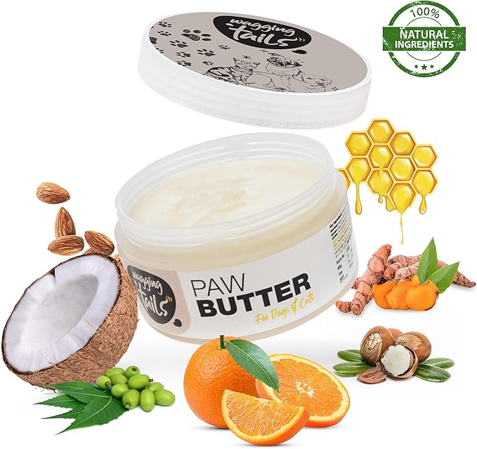 Wagging Tails 5 in 1 Grooming Kit for Pets | Shampoo 6.76 fl oz + Dry Bath 6.76 fl oz + Massage Oil 6.76 fl oz + Paw Butter 1.76 fl oz + Paw Spray 3.38 fl oz | Natural Ingredients| Ideal Gift for Pets