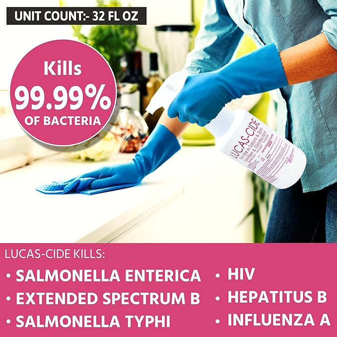 LUCAS-CIDE Salon and Spa Disinfectant Multipurpose Surface Sanitizer, Hospital Grade, EPA Disinfectant Cleaning Supplies Solution 1 Gallon - Pink