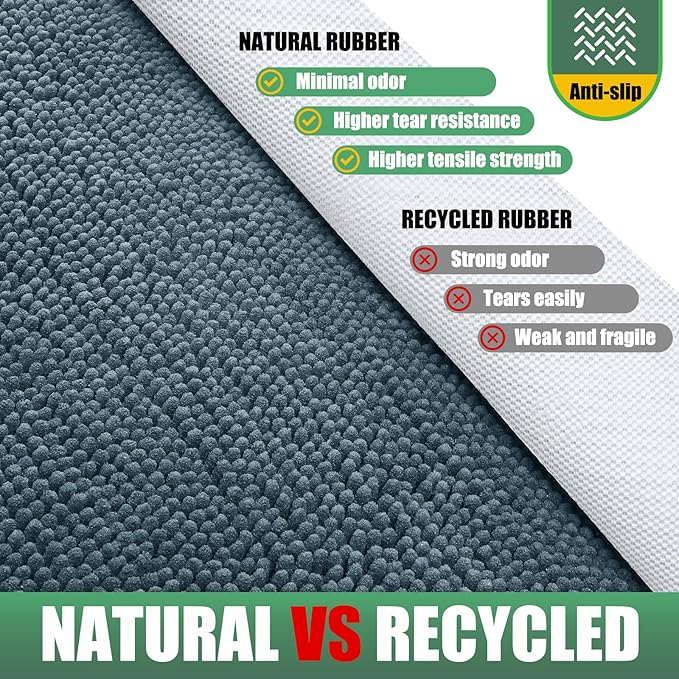 IM HOME Chenille Absorbent Outdoor Doormat 71" x 25", Washable Muddy Door Mats for Dog Non Slip Indoor Doormat Dog Mat for Muddy Paw Front Inside Doormats for Entryway Dusty Blue