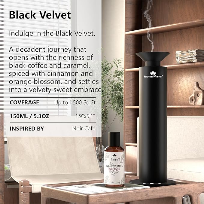 Hotel Fragrance Oil - Black Velvet Essential Oils for Scent Diffuser - Black Coffee, Caramel, Cinnamon, Vanilla, Patchouli - Home Luxury Scents Aroma Fragrance for Home, Office