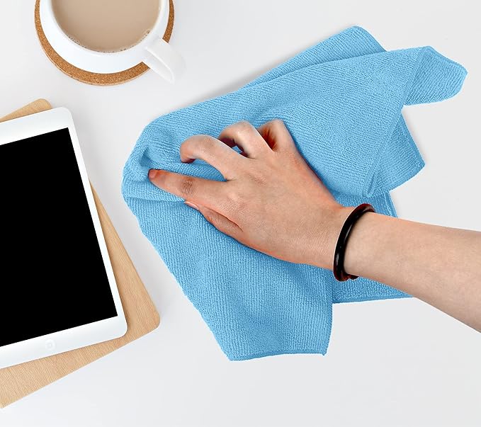 Avalon Towels Microfiber Cleaning Cloths (Value Pack of 36) Size 16" x 16", Highly Absorbent Cleaning Rags, Lint Free Cleaning Towels, Reusable and Washable, Microfiber Towels for Cars (Blue)