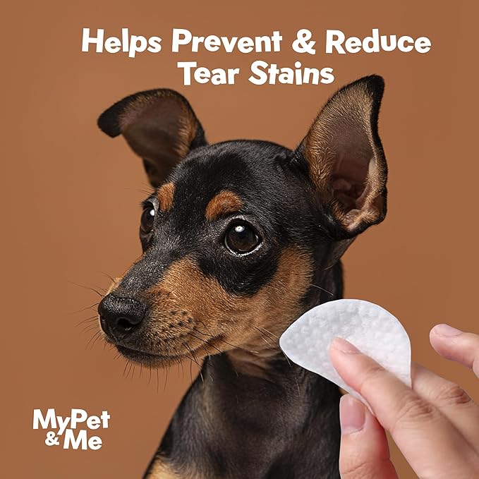My Pet & Me Dog & Cat Eye Cleaning Wipes – 120 Ct | Tear Stain Remover | Natural Plant-Based Pet Wipes | Gentle Grooming Cloths for Daily Eye Care