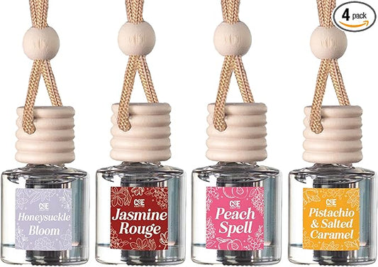 CE Craft Hanging Car Air Freshener – Fragrance Oil Diffuser with Essential Oils – Long-Lasting Aromatherapy Scents for Automobiles – 4 Pack, Designer