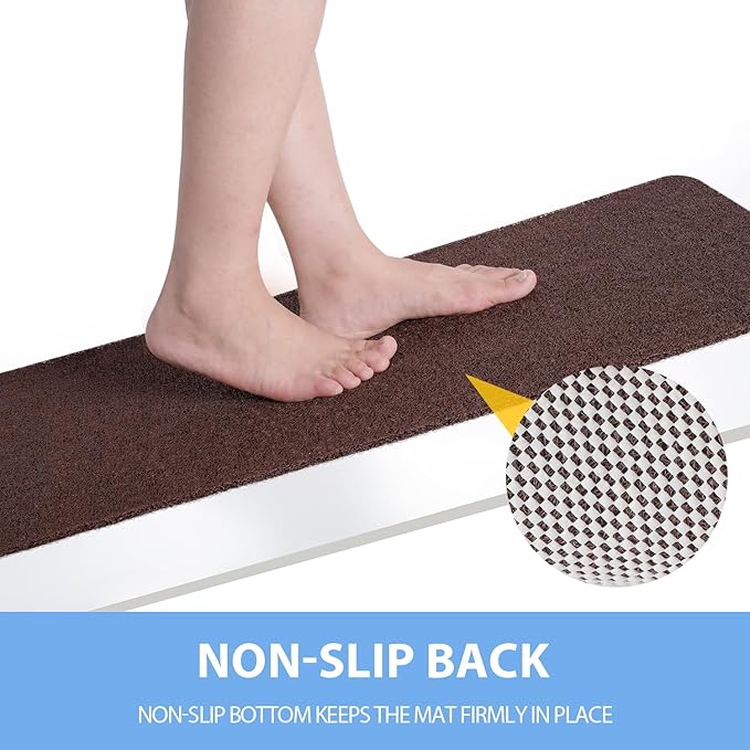 Non-Slip Bathtub Mat, Anti Slip Shower Mat, Fast Drying Bathtub Mats, Foot Scrubber Mat, Anti Slip Mat for Tub, Floor, Bathroom, Kitchen, Home, Hotel (Brown 40"×16")