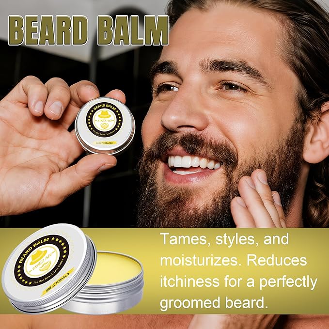 XIKEZAN Beard Kit for Mens Care & Grooming Sets w/Wash Shampoo, Oil, Conditioner, Balm, Wash, Scissors,Brush and Comb Set, Stocking Stuffers for Men,Anniversary Valentines Fathers Gifts for Dad Him