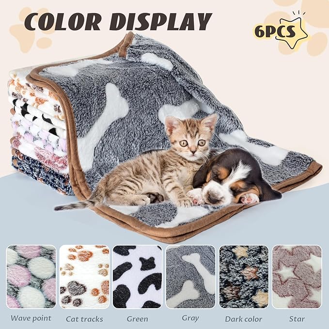 6 Pcs Washable Guinea Pig Blankets Absorbent Animal Fleece Bedding Waterproof Cage Liners Reusable Pet Pee Pad Sleep Mat Pad Cover for Hamster Ferret Rabbit Chinchilla Hedgehog (20"x30")