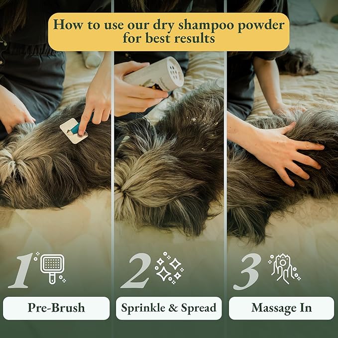 Dry Shampoo for Dogs – Antifungal Itchy Skin & Hot Spot Relief, Yeast Infection & Paw Licking Treatment, Dog Powder with Allergy Support