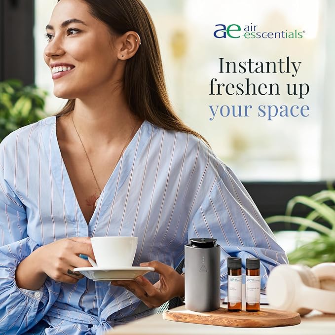Air Esscentials 'The Mini' Gift Set, Mini Essential Oil Diffuser with Green Tea Lemongrass & Fresh Blue, Rechargeable & Waterless Small Oil Diffuser, 300 sq. ft. Coverage, Signature Scent Collection