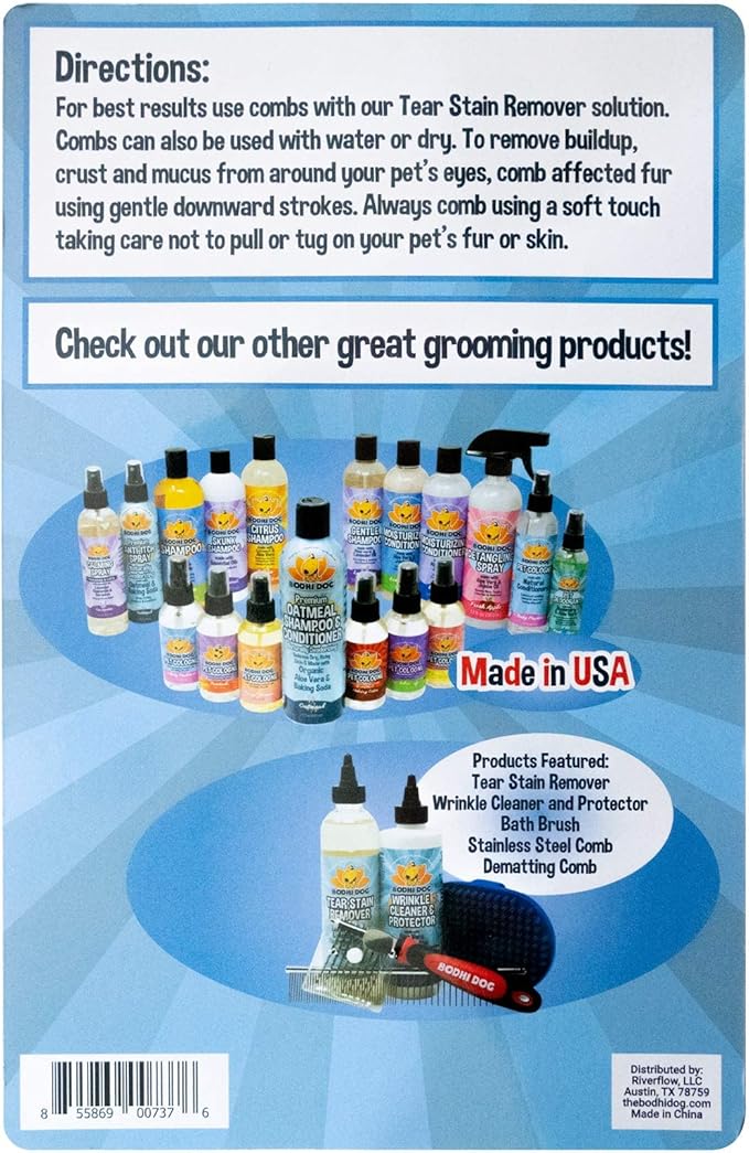 Bodhi Dog Tear Stain Remover Combs - Clean Crust, Dirt & Buildup Around Pet Eyes - Gentle, Durable, Easy-to-Use Grooming Tool for Dogs & Cats - Ideal for All Fur Types & Coats (Set of 2)