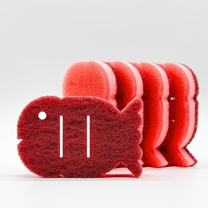 5 Pack Multipurpose Dual Sided Triple Layer Dish Sponges Kitchen | Boil Safe Scratch Free Odor Resistant Extra Durable | Flexible and Durable Design for Long Lasting Use (5, Fish)