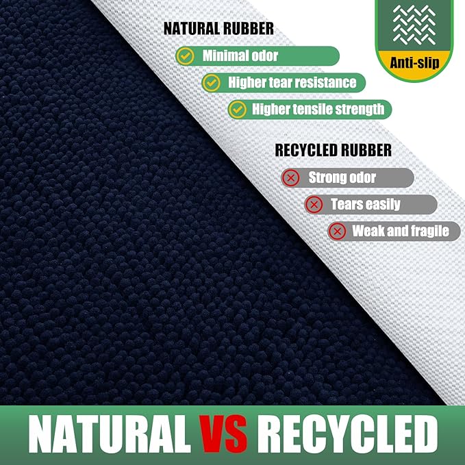 IM HOME Chenille Absorbent Outdoor Doormat 71" x 25", Washable Muddy Door Mats for Dog Non Slip Heavy Indoor Doormat Soft Front Inside Doormats for Entryway, Mud Dog Paws, Patio Navy Blue