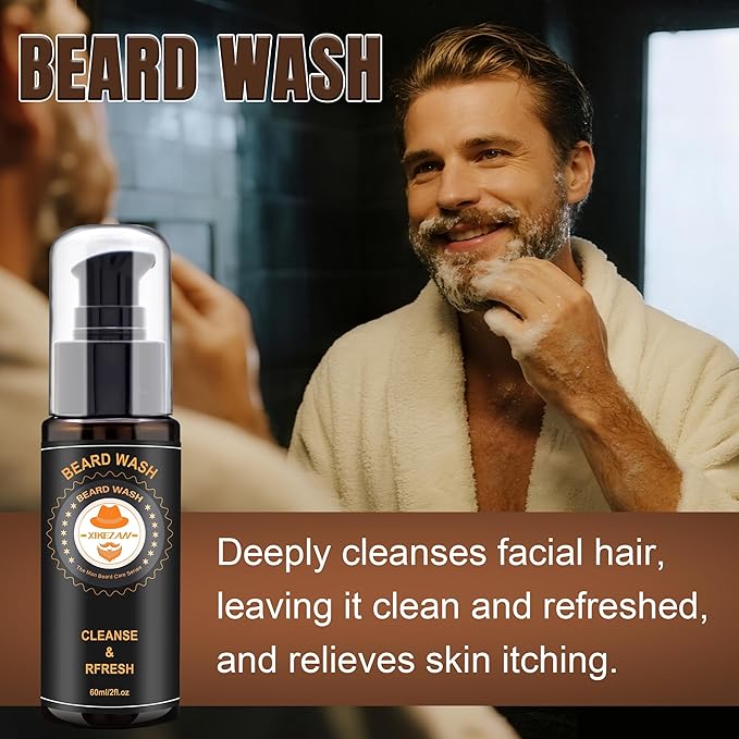 XIKEZAN Beard Kit for Mens Care & Grooming Sets with 2 Pack Beard Oils, Wash, Conditioner, Balm, Brush, Comb & Scissors, Birthday Gifts for Men Him,Valentines Christmas Gifts Mens Stocking Stuffers