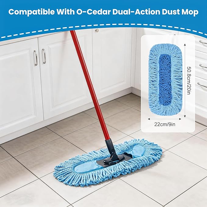 3 Pack Mop Head Replacement Head for O-Cedar Dual-Action Dust Mop Pads Refills Microfiber Mop Head Replacements Hardwood Floors Cleaning Washable Replace Pads