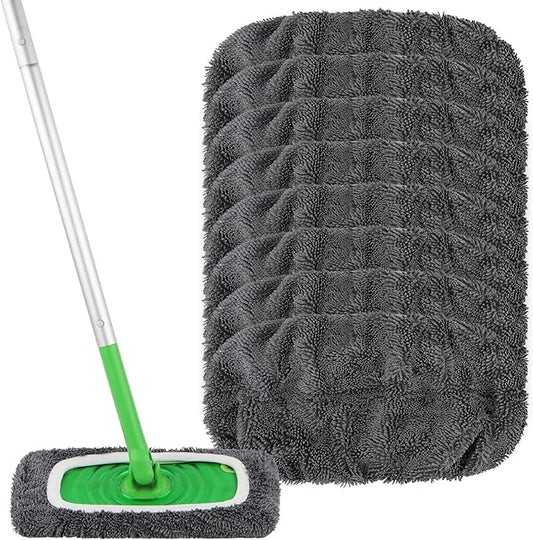 HOMEXCEL Reusable Microfiber Mop Pads Compatible with Swiffer Sweeper-8 Pack Washable Wet Pad Refills for Wet & Dry Use,Floor-Grey Cleaning Mop Head Pads Refills for Household Cleaning,Grey