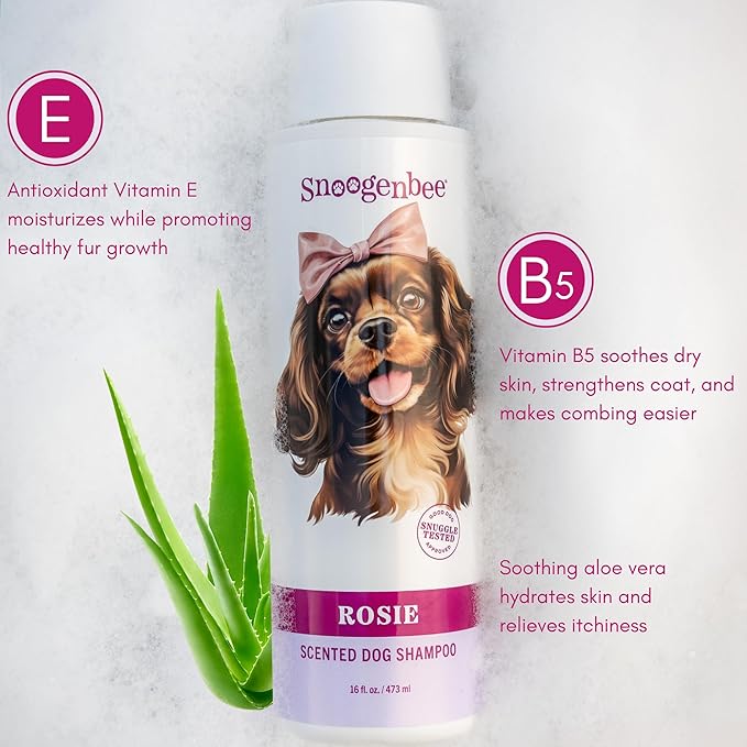 Rosie Scented Dog Shampoo - Best Pet Shampoo for Dogs - Floral Scented Moisturizing & Hydrating Doggy Shampoo - Makes Combing Easier, Promotes Fur Growth, Relieves Itchiness