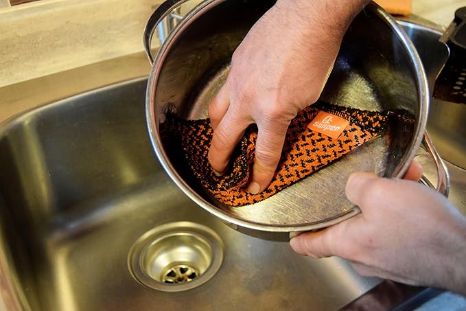 Q-Swiper Scrub-Clean Reusable Grill Cleaning Cloth - 2 Pack | Large Non-Scratch Cloth with Micro-Coated Fibers | Heavy-Duty for BBQ | Cleaner for Pots, Cast Iron Skillets, Grill Basket & Accessories