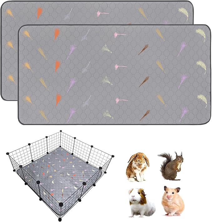 2Pcs Guinea Pig Cage Liners,Guinea Pig Fleece Cage Liners36''X36'' Super Absorbent Washable Pee Pads Reusable for Rabbit Hamster Chinchilla