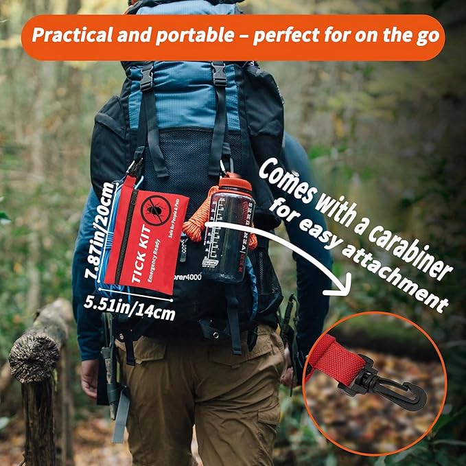 Premium Tick Remover Kit for Humans and Dogs - 54 in 1 Hiking Essentials with First Aid Case, Stainless Steel Tick Remover + Tweezers, Tick Remover Tools for Dogs Cats Pet Tick Comb