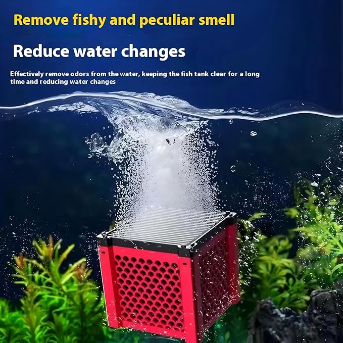 2PCS Pure Cube Water Trough Filter-New,Eco-Aquarium Water Trough Purifier Cubes,Super Strong Filtration Activated Carbon Filter Media for Fish Tanks,Horse Troughs,Cattle,Ponds&Livestock Tanks Red