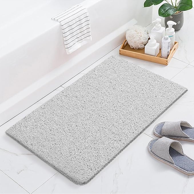Joyhalo Shower Mats for Showers Anti Slip for Elderly, 17'' x 30'' Non Slip Bath Mat for Inside Shower, Bath Tub Mats for Bathroom Non Slip for Shower, PVC Loofah Bathroom Mats, White