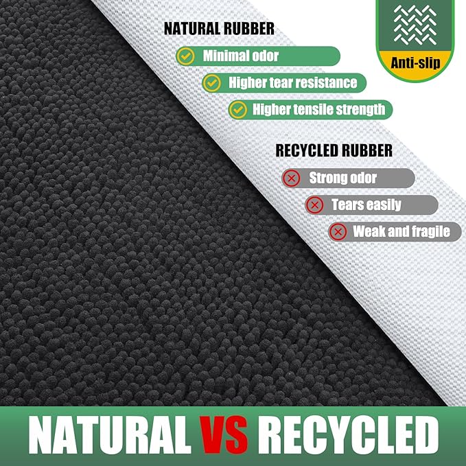 IM HOME 2 Pieces Chenille Absorbent Outdoor Doormat 30" x 20", Washable Muddy Door Mats for Dog Non Slip Indoor Doormats Dog Mat for Muddy Paw Front Inside Doormat for Entryway Dark Grey