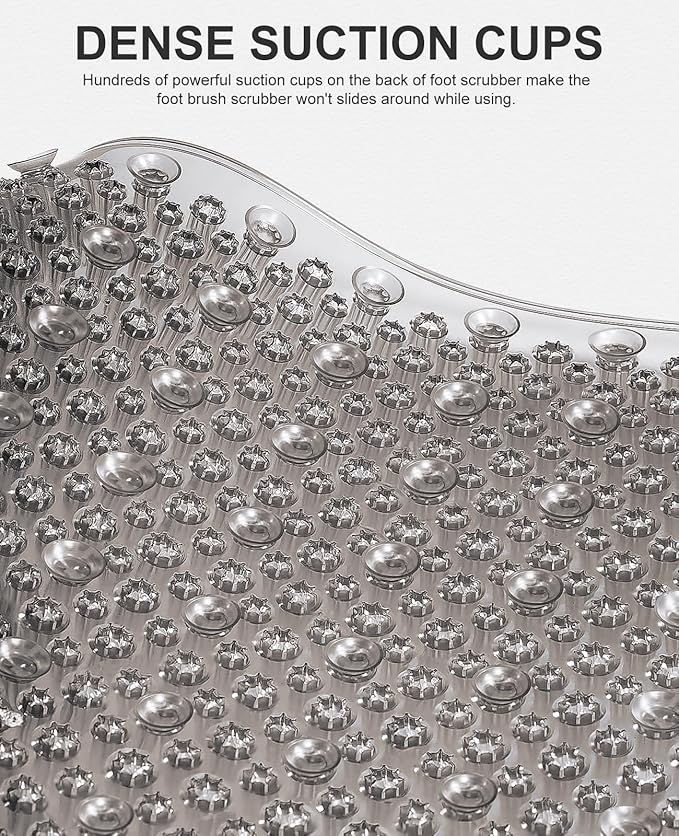 OTHWAY Non Slip Grassy Bathtub Mat : 27.5X15.7 inches Sturdy But Soft Bath Mat_Quick Drain Shower Floor Mat with Soft Bristles for Scrubbing Feet (Dark Grey)