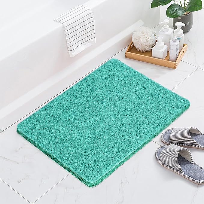 Joyhalo Shower Mats for Showers Anti Slip for Elderly, 32'' x 24'' Non Slip Bath Mat for Inside Shower, Bath Tub Mats for Bathroom Non Slip for Shower, PVC Loofah Bathroom Mats, Aqua