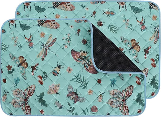 IEUUMLER Washable Pee Pads for Dogs, 2 Pack Insect Pattern Reusable Waterproof Puppy Potty Pads, Non-Slip Absorbent Pet Training Pads for Playpen Crate Bed EU014