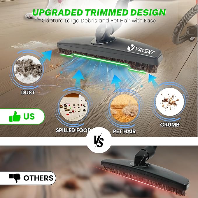 1.25 Inch Vacuum Brush Attachment Kit Compatible with All Vacuums Using 1-1/4'' Accessories - 1.25 Inch Shop Vac Accessories: Horse Hair Dust Brush, Vacuum Extension Wand and More (2 Pack)