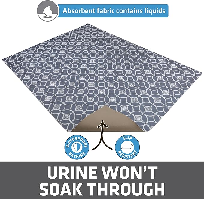 Drymate XL Original Cat Litter Mat, Contains Mess from Box, Protects Floors, Urine-Proof, Machine Washable, Soft on Kitty Paws, Absorbent, Waterproof (USA Made, Recycled Content)(29”x36”)(Indigo Grey)