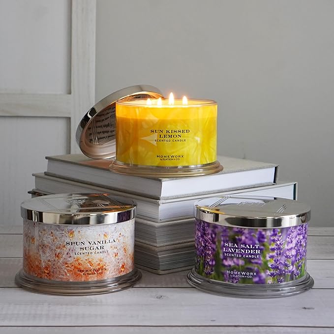 HomeWorx by SLATKIN + CO. Candle- Spun Vanilla Sugar, 18 oz. Premium Scented Candle - 30-55 Hours Burn Time