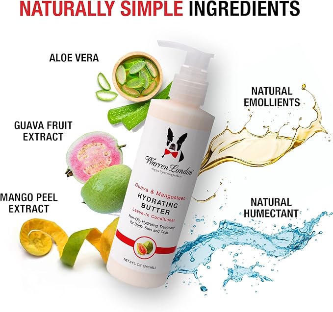 Warren London 8oz Butter Combo - Premium Dog Shampoo & Conditioner - Exfoliating Wash with Fragrant Leave in Conditioner - Detangler and Coat Moisturizer - Milk & Honey w/Guava & Mango