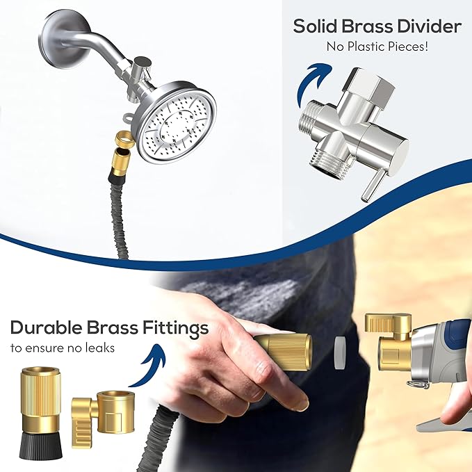 Indoor Hose Attachment with Handheld Sprayer for Dog Washing, Plant Watering, and Cleaning (50 FT) Long Hose with Universal Shower Head Adapter and Dog Shower Attachment