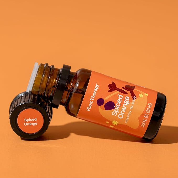 Plant Therapy Spiced Orange Holiday Essential Oil Blend 10 mL (1/3 oz) Bright Citrus Blended with Warming Spices, Inviting & Cheerful Aroma, Creates a Cozy Holiday Atmosphere
