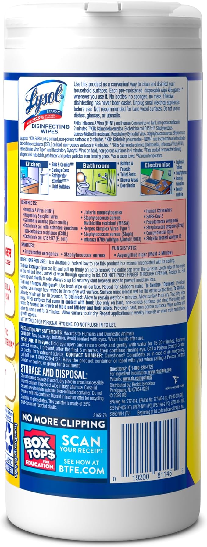 Lysol Disinfectant Wipes, Multi-Surface Antibacterial Cleaning Wipes, Dorm Room Essentials For Disinfecting and Cleaning, Lemon and Lime Blossom, 35 Count (Pack of 3)
