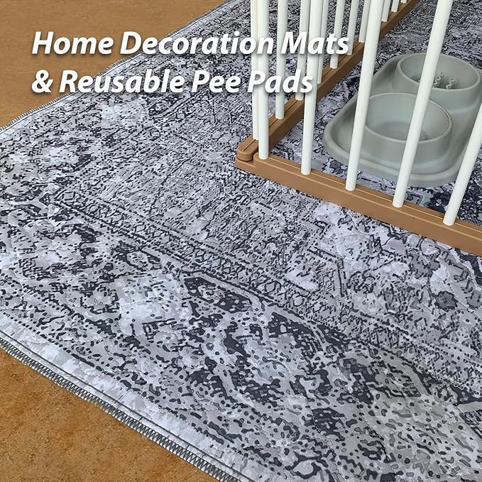 nunubaby 4PACK Washable Pee Pads for Dogs, Stylish, Non-Slip and Leak-Proof Pee Pads. Reusable Potty Pads for Dogs for Crates and Floors.(Gray/Geo, 24" x36")