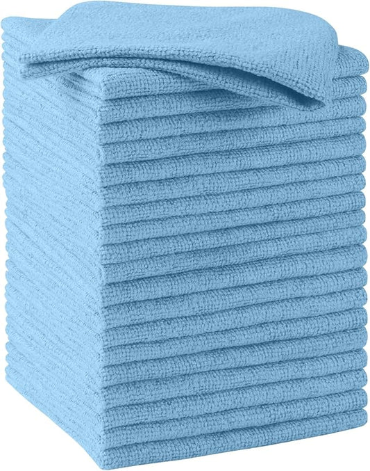 HOMEXCEL Blue Microfiber Cleaning Cloths 20 Pack, Highly Absorbent, Lint & Scratch-Free Cleaning Rags for House Kitchen, Microfiber Towels for Car 11.5 x 11.5 inch