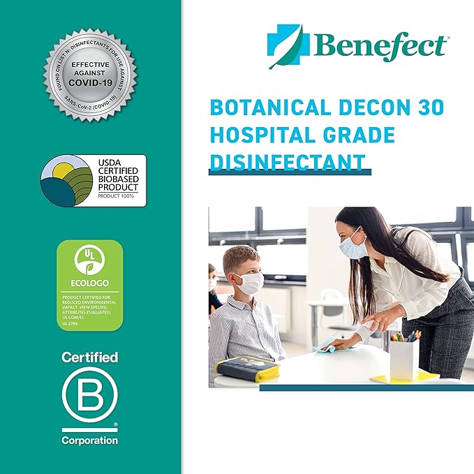 Benefect Botanical Decon 30 Disinfectant Cleaner - All Natural Formula for Effective Cleaning Power - Ideal for Restoration Jobs & Water Damage - 20476 - 1 Gallon