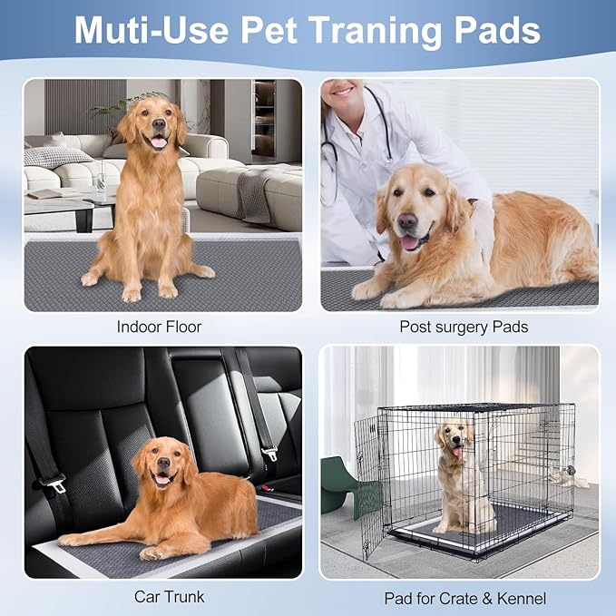 47"*31" Puppy Pee Pads for Dogs Extra Large 30 Count, XXXXL Charcoal Pee Pads Odor-Control Absorbs Up to 2000ml, Leak-Proof & Quick-Dry Diaposable Dog Training Pads with Adhesive Sticky Tape