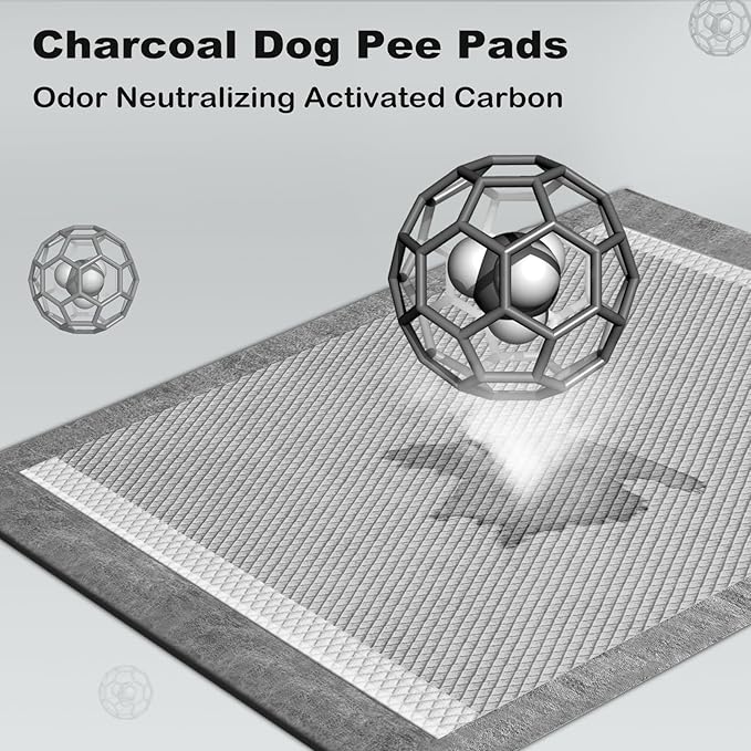 MIZOK Black Charcoal Dog Pee Pads Extra Large 23x24in/28x34in/30x36in/36x36in/28x44in, New & Improved Odor-Control Super Absorption Puppy Potty Training Pads (Large 28" x34“ 100 Count)