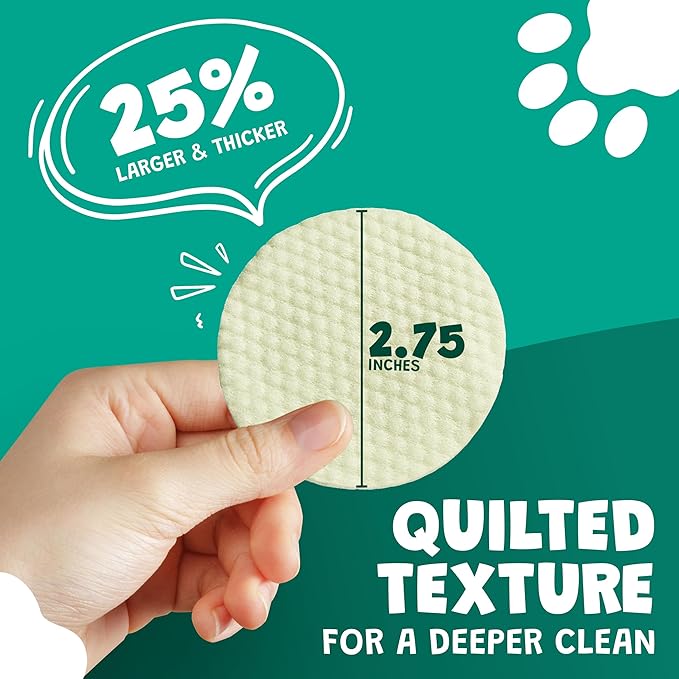 Dog Ear Wipes for Dogs | Extra Thick with Aloe Vera & Eucalyptus | 250 Count | Hypoallergenic Ear Cleaner for Dogs with Pearl Texture for Deeper Clean
