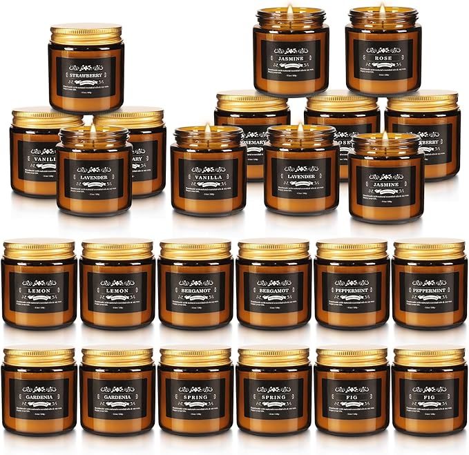 24 Pcs Scented Candles with Added Natural Essential Oils, 3.05oz, Suitable for Various Festivals, Parties, Yoga, and Home Scene