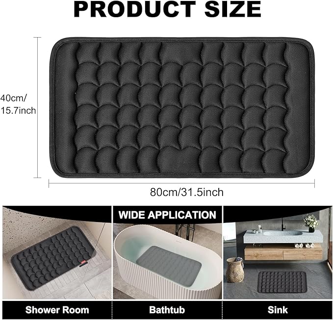 Idle Hippo 3D Air Mesh Non Slip Bathtub Mat, Anti Slip Shower Mat with Silicone Suction Cups, Quick Drying Bath Tub Mats, Anti Slip Bath Mat for Bathroom, Tub, Floor, Home, Kitchen, Hotel