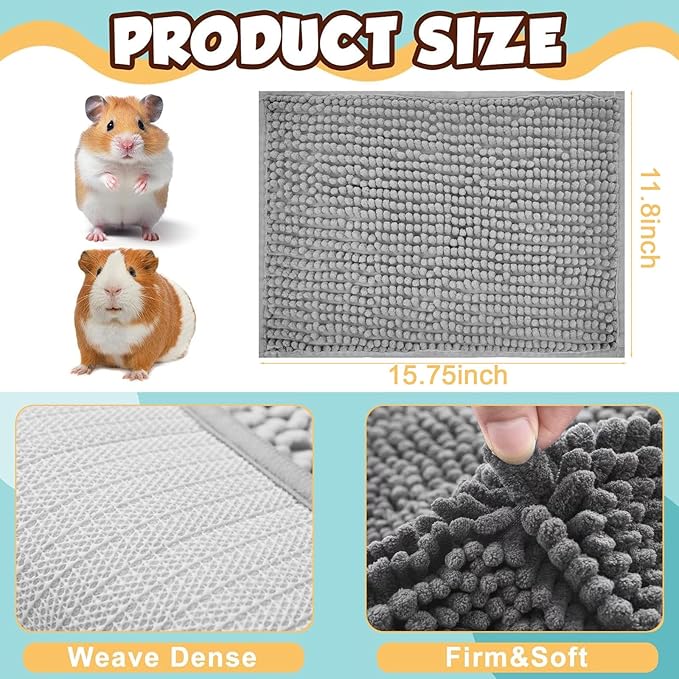 8 Pcs Guinea Pig Liner Washable Rabbit Cage Liner 16x12 Inch Guinea Pig Fleece Mats Reusable Bedding Pee Pads for Small Animals, Bunny (Grey)