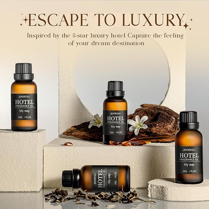 Hotel Diffuser Oils Gift Set, Joosing Hotel Scent Essential Oils 4 x 30ml Large Bottles (4 Fl Oz Total), Premium Fragrance Oil No. 10011 My Way for Le Labo Aromatherapy Diffusers and Humidifiers