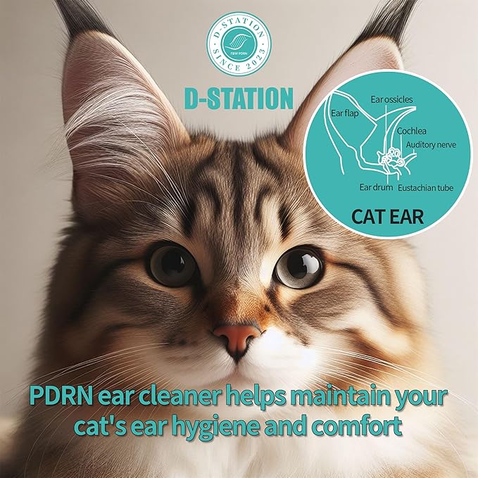 D-STATION PDRN Pet Care Ear Cleaner – Otic Formula for Dogs & Cats of All Ages, Soothes Itchy Ears, Calms Ear Irritation & Keeps Ears Clean, Supports Healthy Ear Skin (4oz)